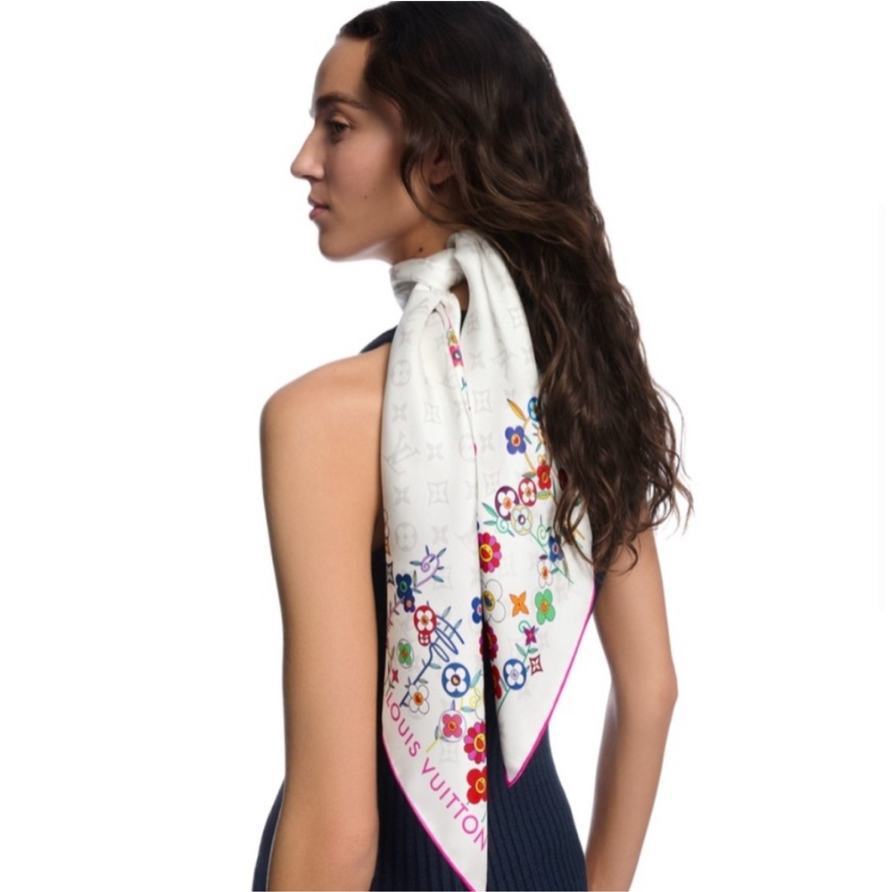 Louis Vuitton x Takashi Murakami Superflat Flowers Silk Square 90 Scarf M96263